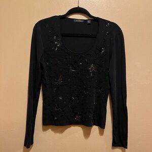Cyrus, Black with beads and sequins blouse, Medium